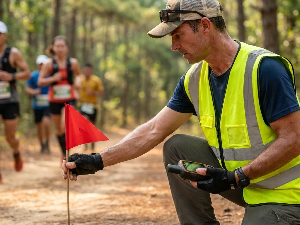 Aid station staffed by volunteers
